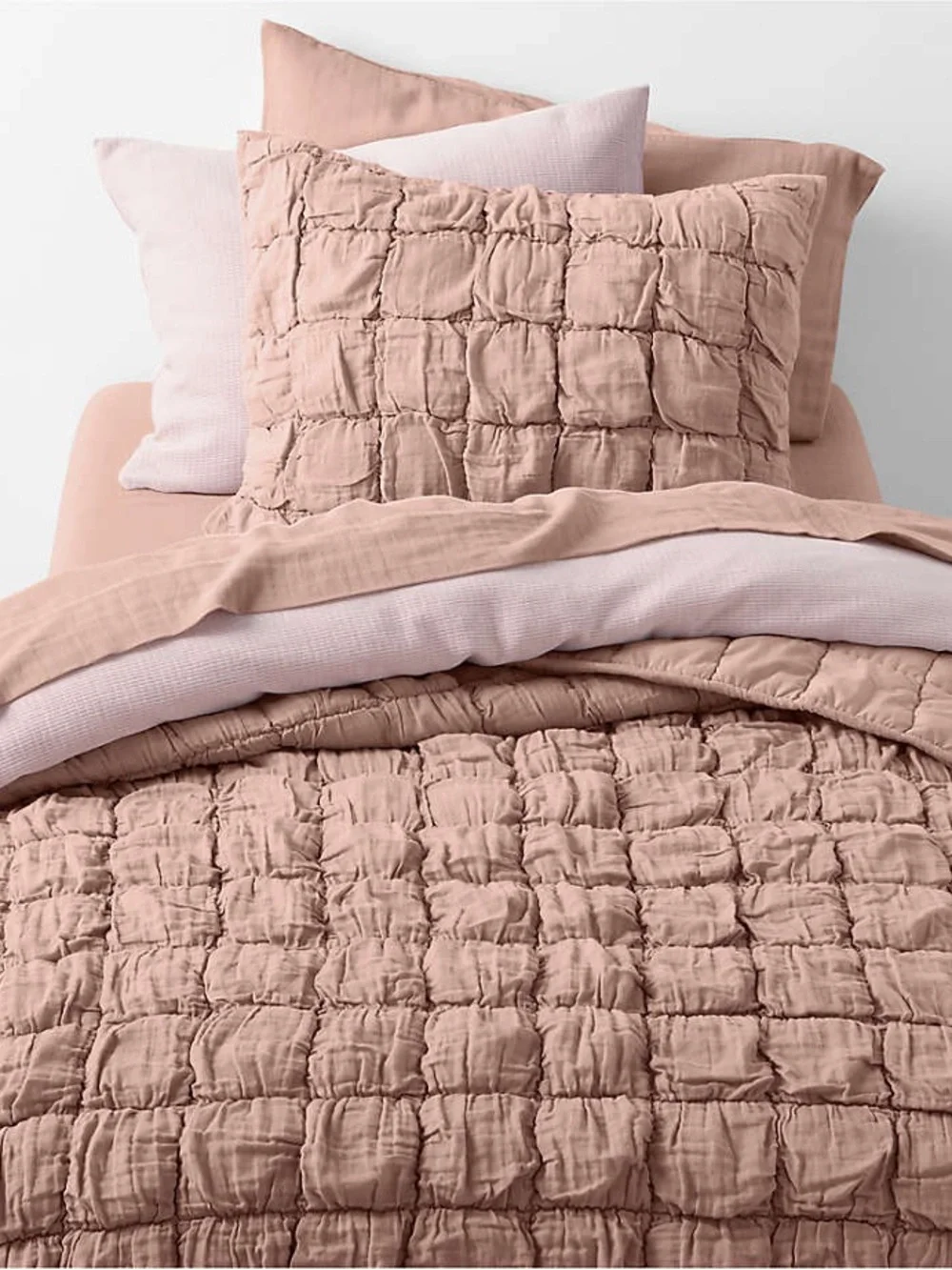 Blush Pink Textured Biscuit Gauze KING Duvet set